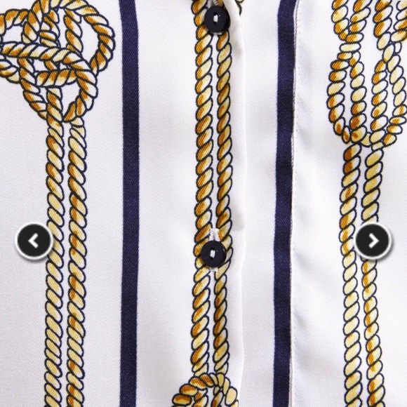 Zara Rope Printed Long Button-Up Satin Like Shirt - Picture 4 of 5
